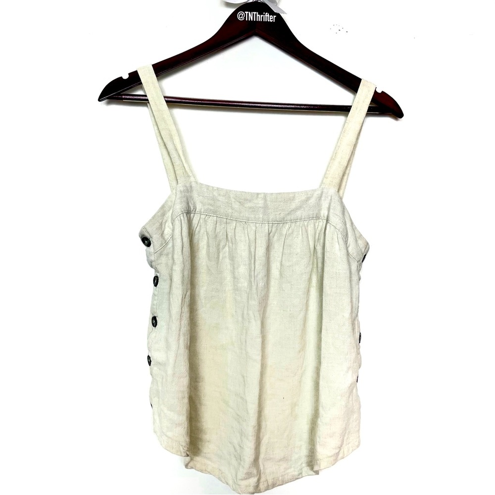 Universal Thread Women’s Linen Blend Square Neck Button Side Tank Small Neutral